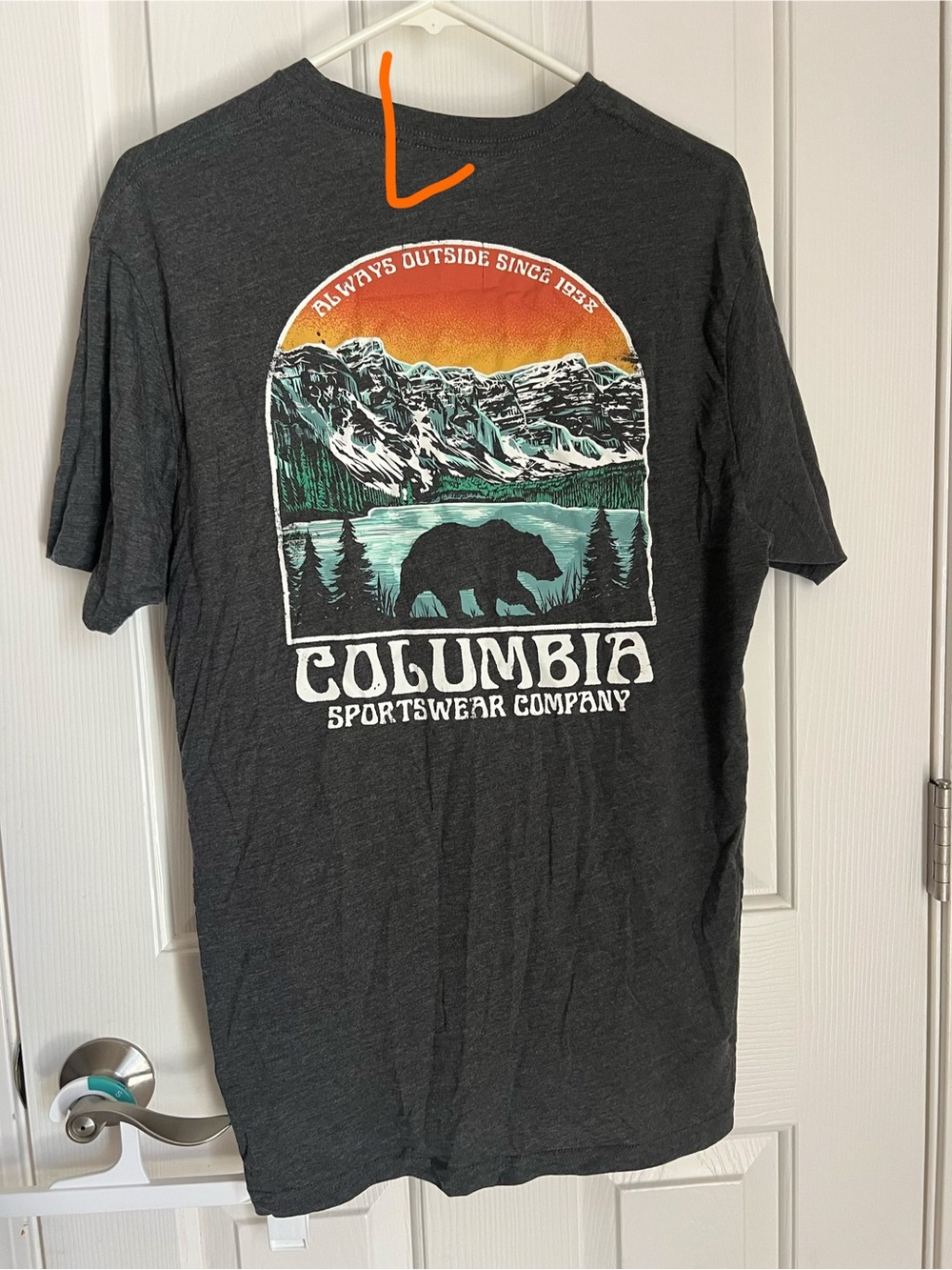 Columbia Charcoal Graphic Bear Sunset Short Sleeve Tee